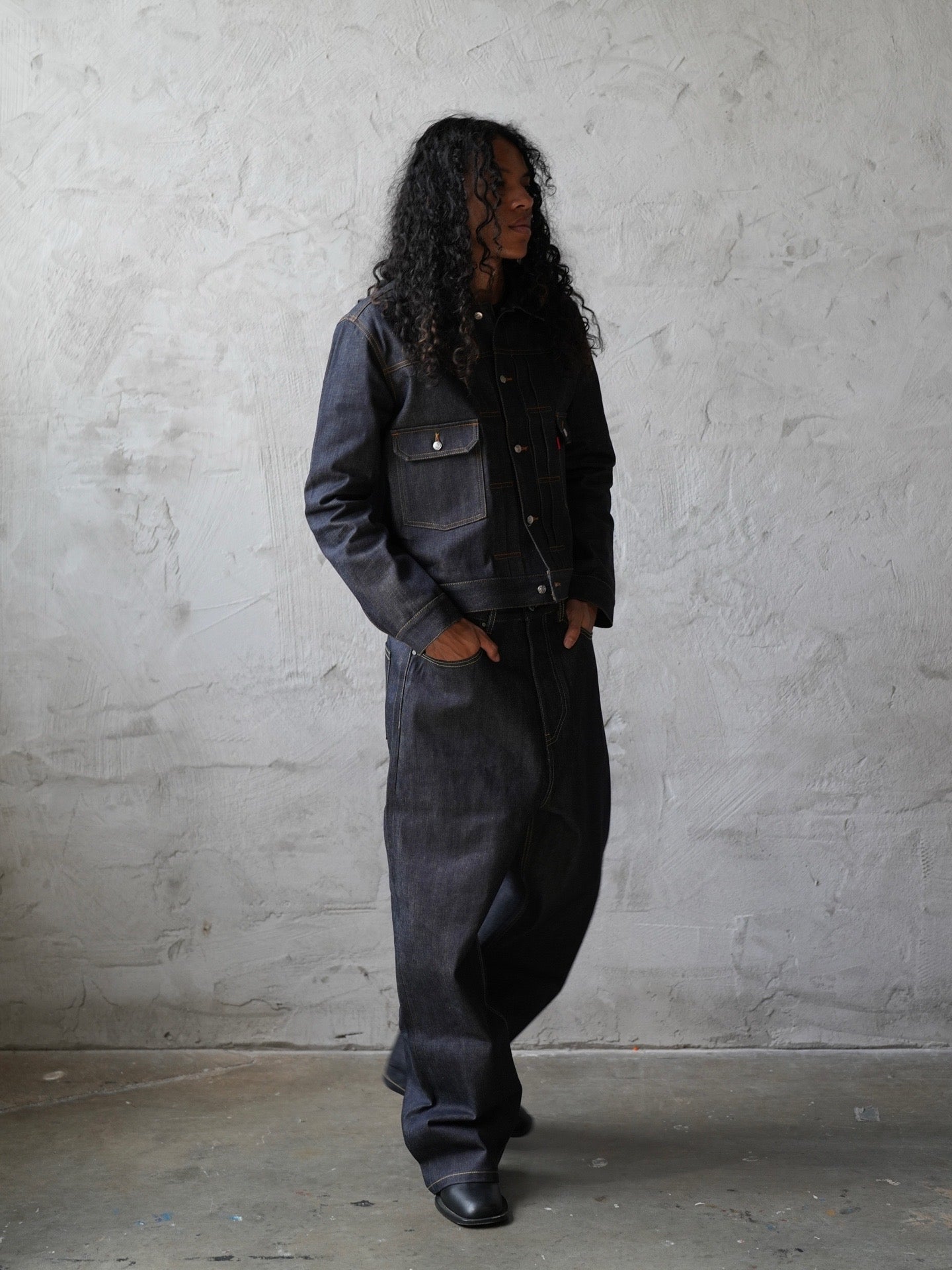 Oversized Black Leather Jacket & Pants Set