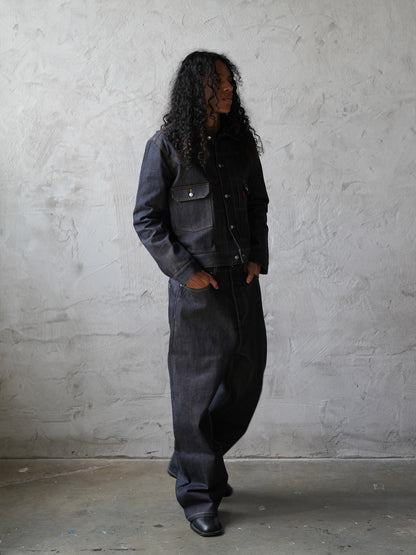 Oversized Black Leather Jacket & Pants Set