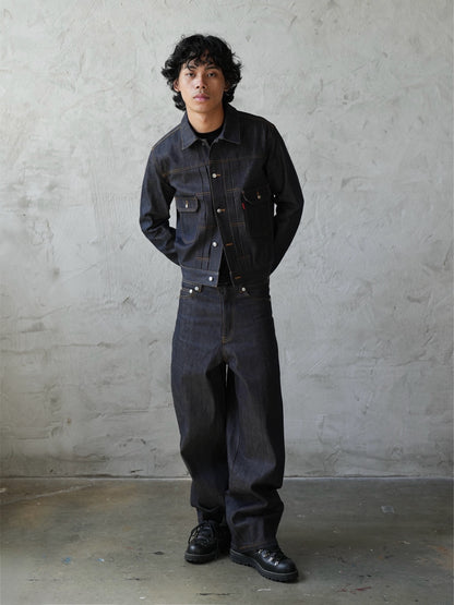 Oversized Black Leather Jacket & Pants Set